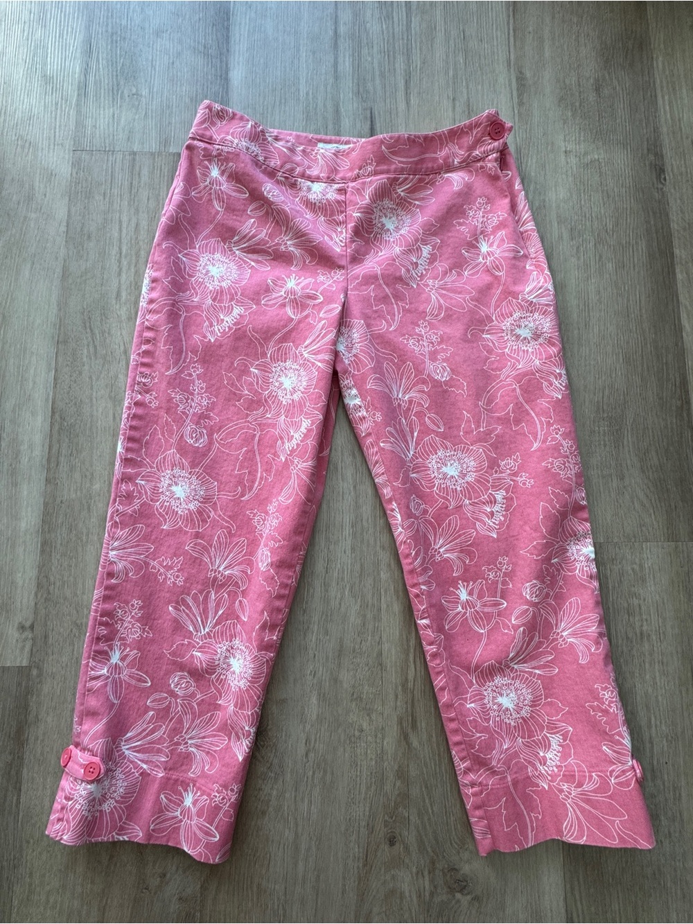 Ann Taylor Loft Trending Y2K Pink Floral Capri Pants Sz 2